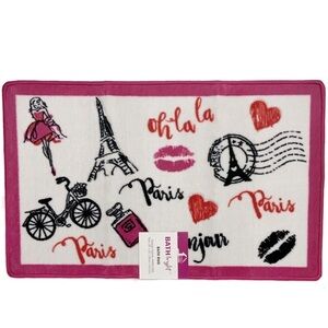 Paris Kiss Bathroom Mat Rug Eiffel Tower Paris Rectangle 20 X 32 in Pink White